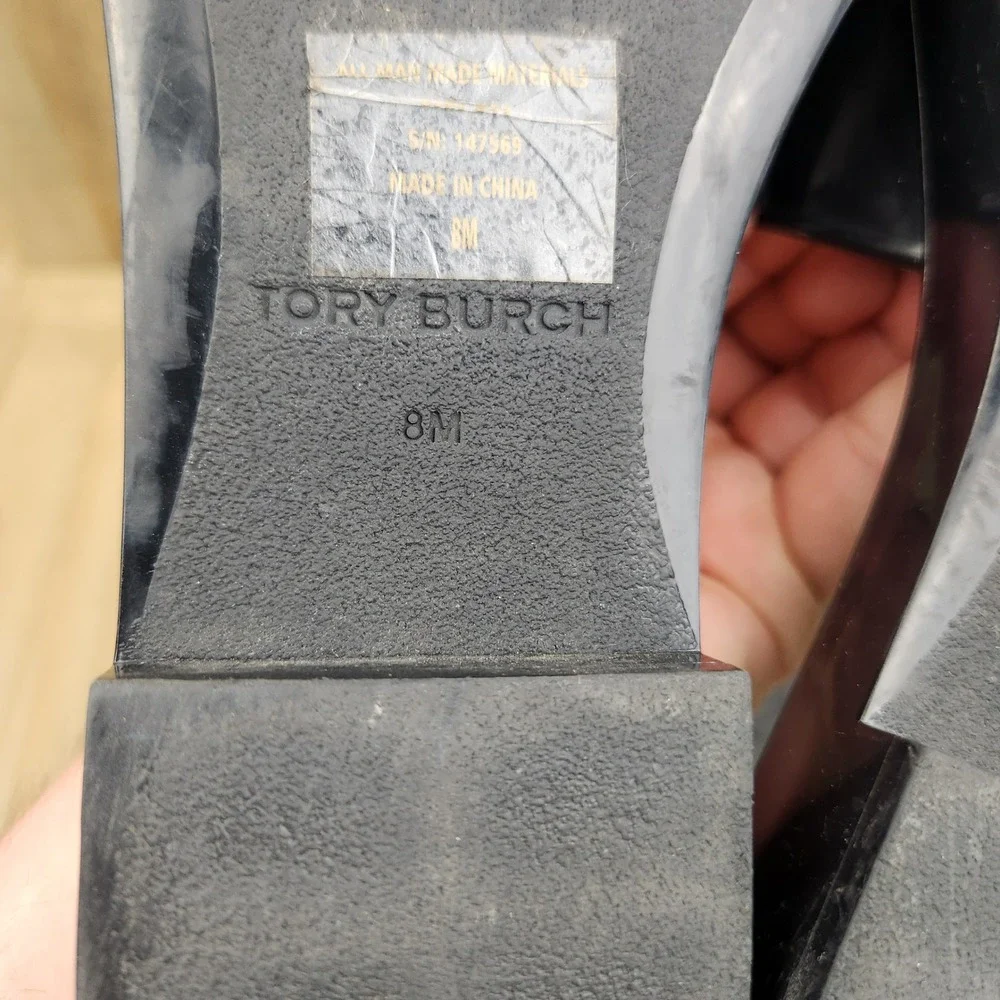 Tory Burch Eleanor Jelly Slide Sandals Womens size 8 Black Logo Platform